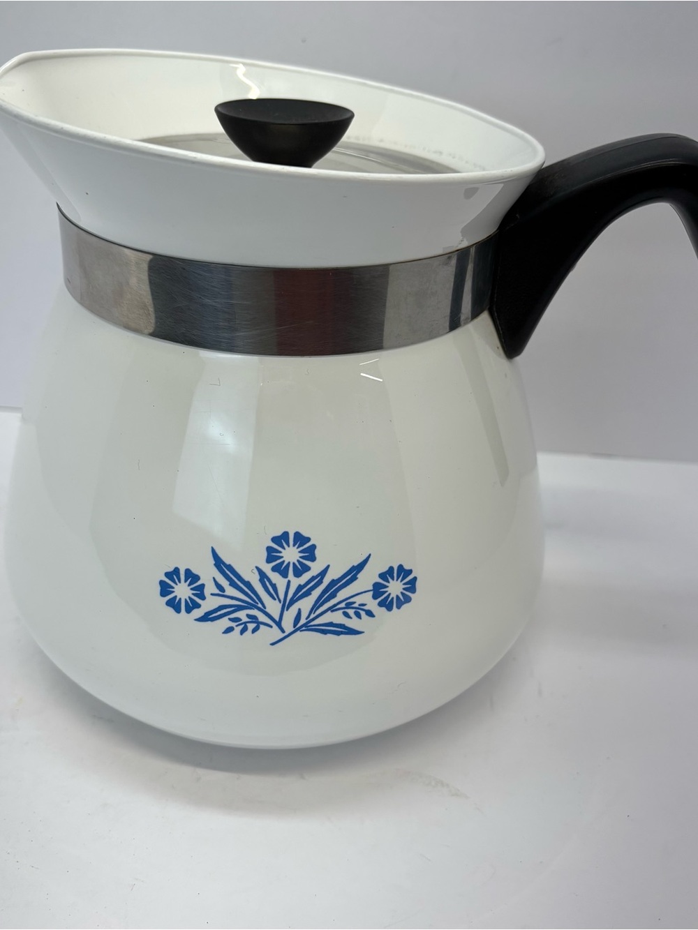 Corning Ware Vintage 2 Qt Blue Cornflower Tea Pot Metal Lid